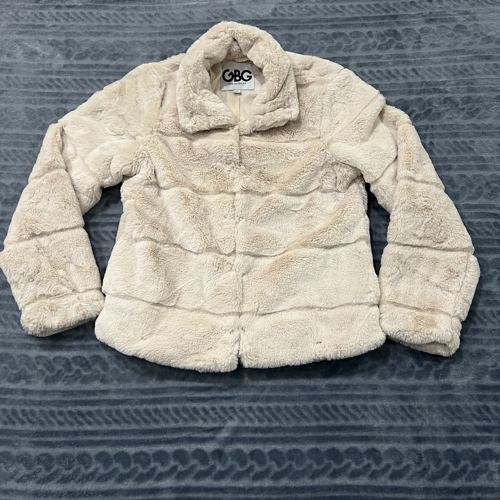 G By Guess (GBG) Los Angeles Women's: Small Faux Fur Coat Light Beige